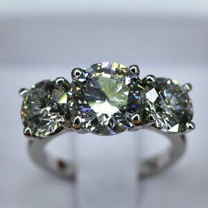 6.50 Carat Lab-Grown Diamond Three-Stone Ring 14K White Gold IGI Certified